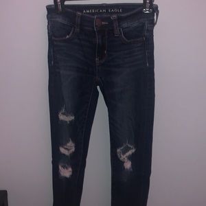 American eagle dark wash ripped jeggings